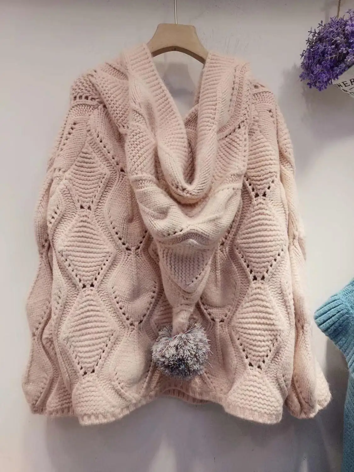 

2020 Women Direct Selling Cotton Cardigans Jumper Spring New Cashmere Blend Loose Hooded Hair Ball Knit Cardigan Sweater