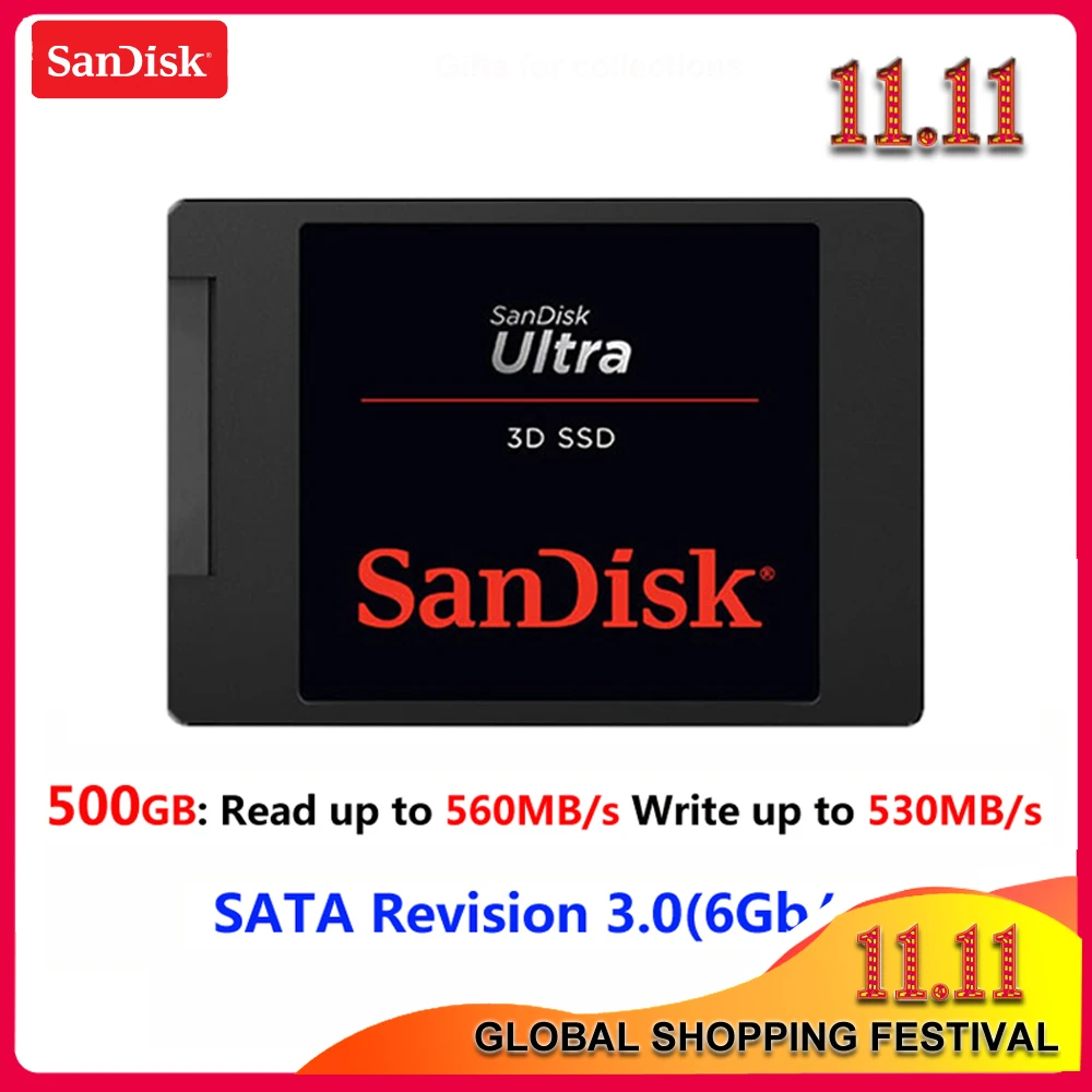 100% Оригинальный Внутренний твердотельный накопитель Sandisk ULTRA 3D 500 Гб 560 МБ/с.