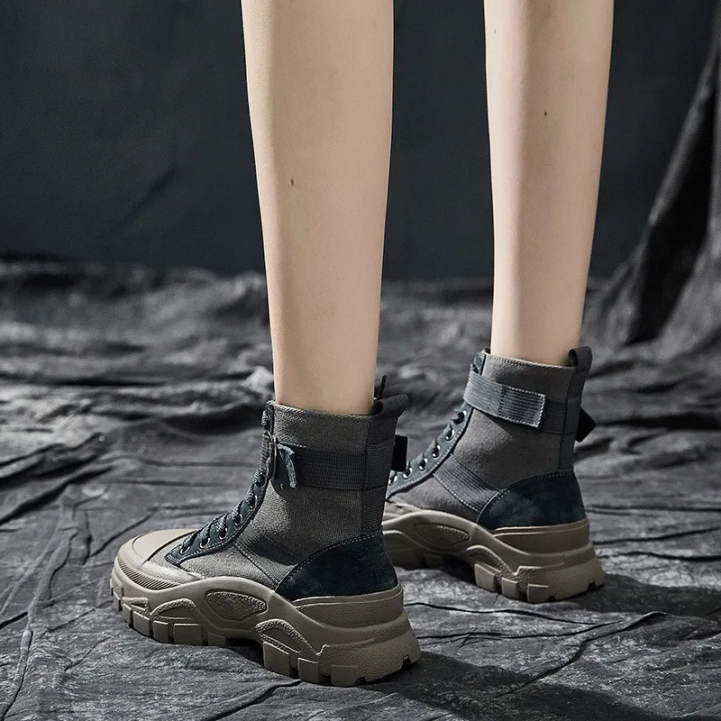 Koovan/женские ботинки Женская обувь Сезон осень Дышащая 2019 новые сапоги с толстой