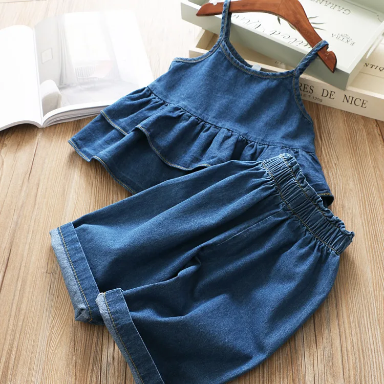 

Girls Spring Summer Set Cotton Denim Set Fashion Cool Style