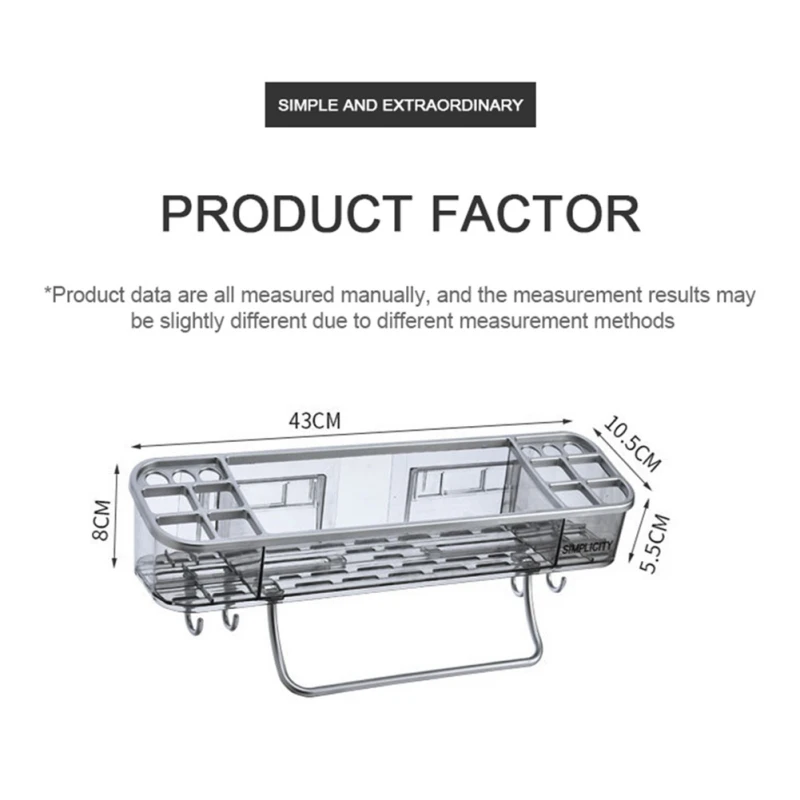 

Bathroom Wall-mounted Shelf Storage Rack ABS Materials Shower Storage Holder Rack Organizer Bathroom Shelf Shampoo Tray Stand