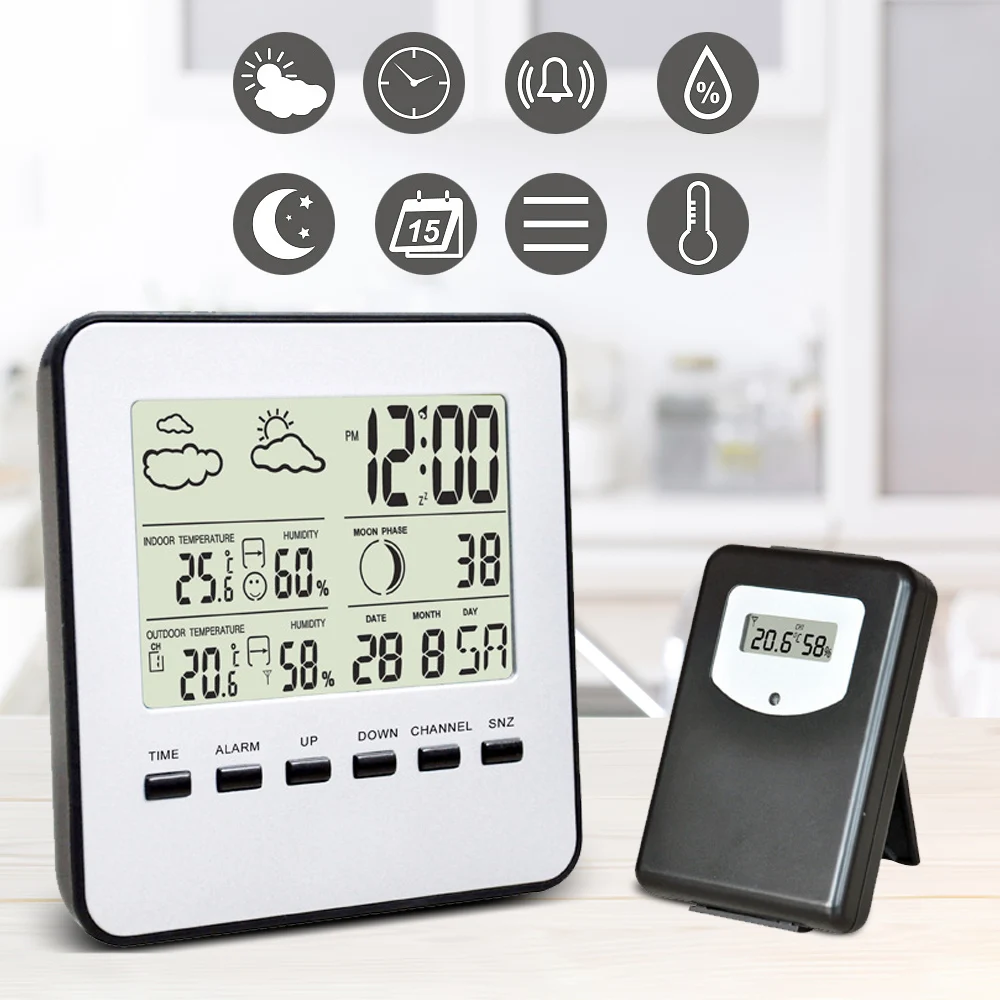 Цифровая метеостанция беспроводной уличный сенсорный термометр гигрометр