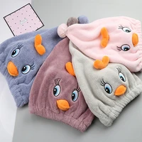 cartoon dry hair hat non slip yarn towel shower cap coral fleece durable absorbent quick drying hair towel for home bathing tool