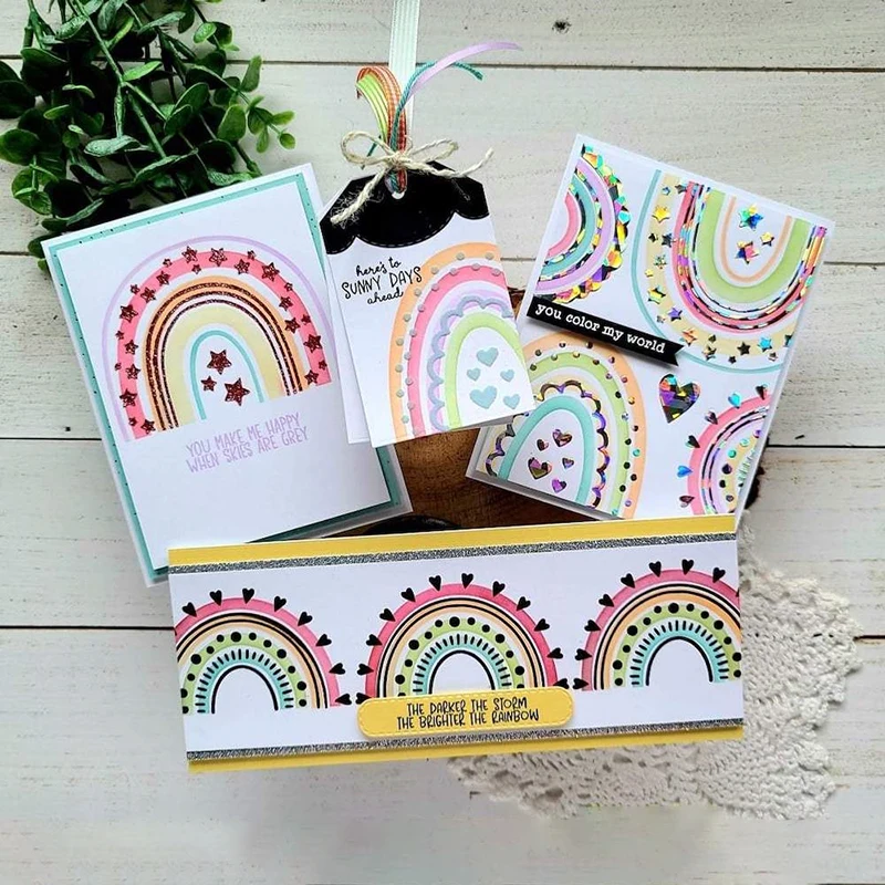 

Rainbow builder stencil cutting dies & stamps scrapbook dariy decoration stencil embossing template diy greeting card handmade