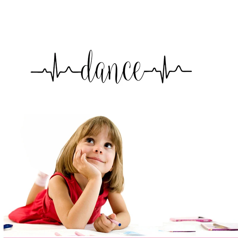 Настенная виниловая наклейка с изображением танцевальных слов и сердцебиения
