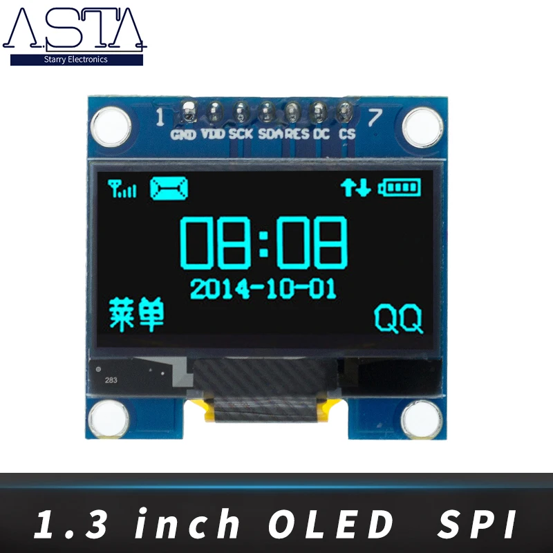 Модуль O LED 1 3 дюйма RoHS белый/синий SPI/IIC I2C Коммуникационный цвет 3x64 светодиодный