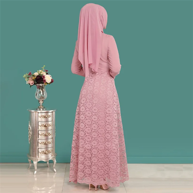 

Kimono Caftan Islamic HIjab Dresses Plus Size 5XL Two-piece Sets Muslim Abaya Dress and Outwear Women Lace Slim Fit Long Sleeve
