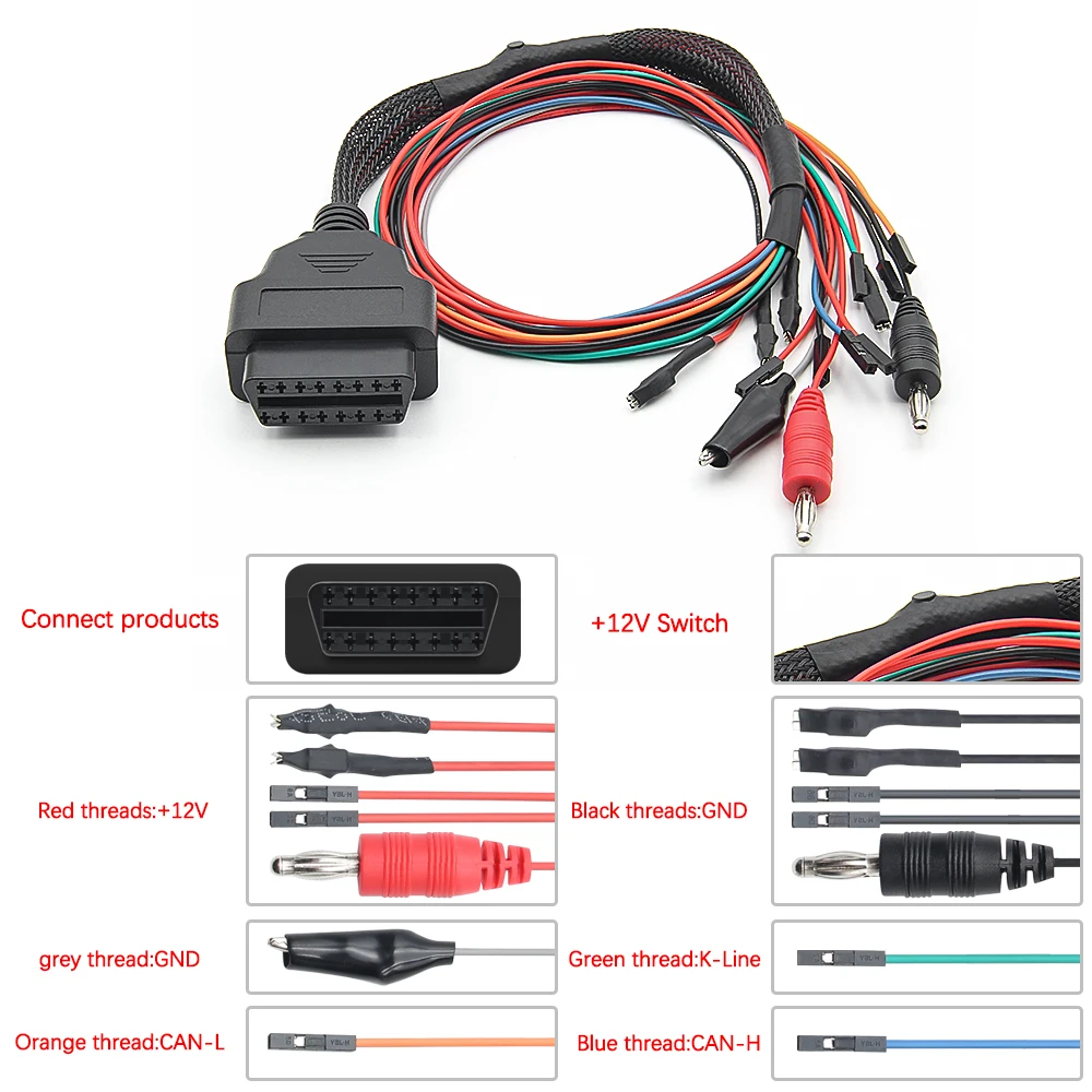 Интерфейс тюнинга автомобиля OBD 2 для ЭБУ MPPS V18 V21 Многоязычный CAN-кабель мигающий