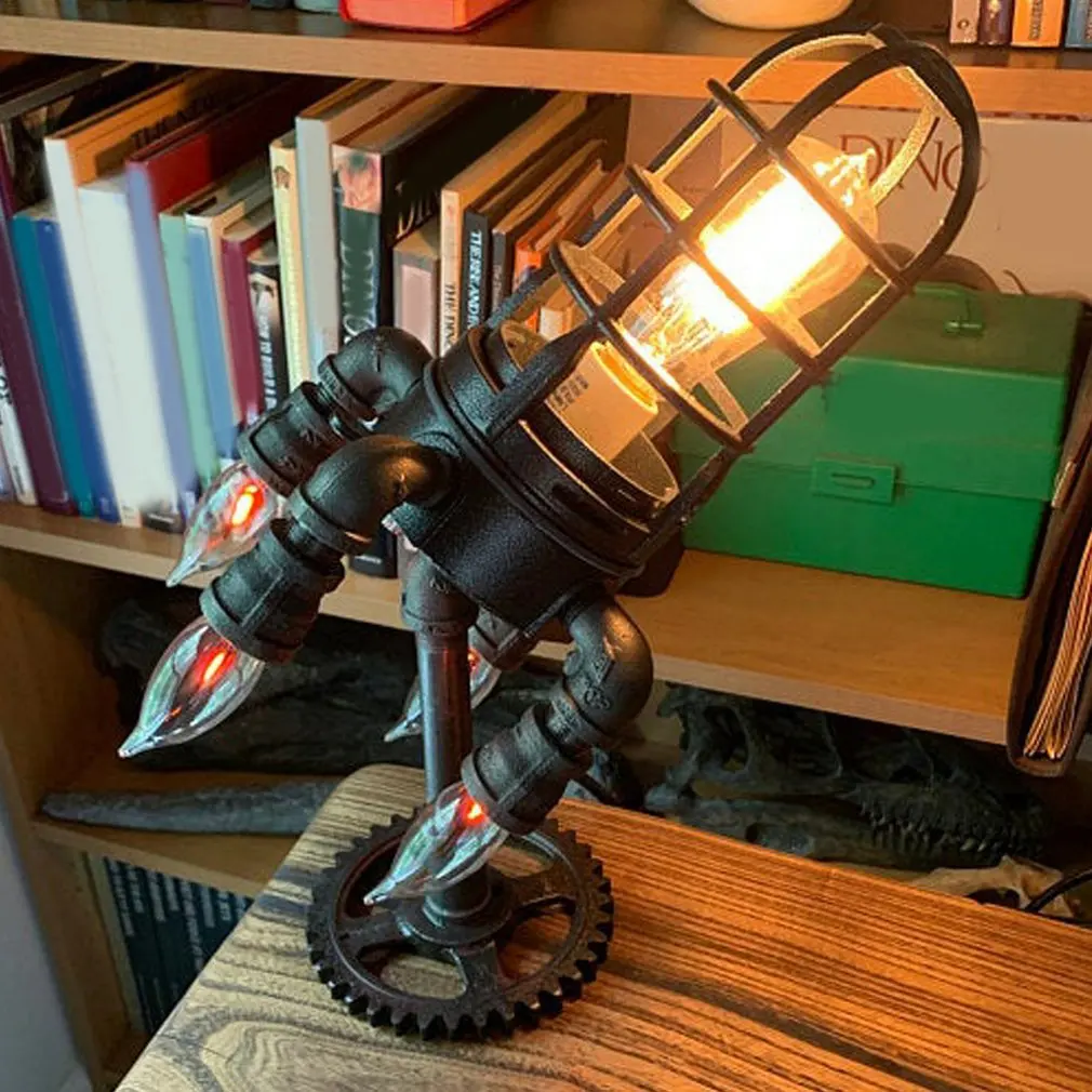 

Steam Punk Rocket Lamp With Bulbs Table Lamp Retro Rocket Lamp Steampunk Style Table Lamp Rocket Lamp Gifts For Kids
