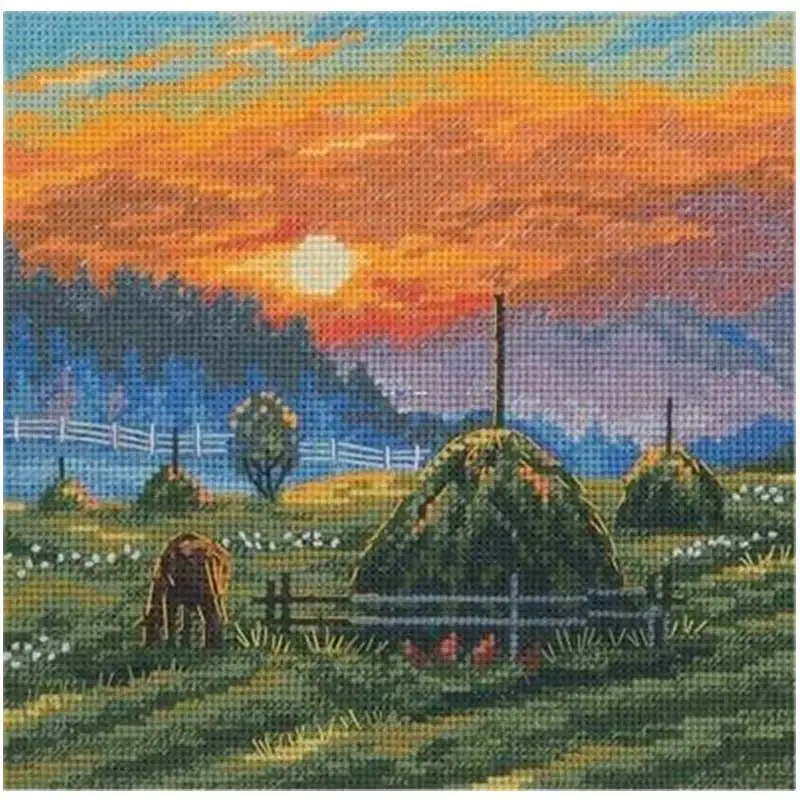 

Grassland in the sunset patterns Counted Cross Stitch 11CT 14CT 18CT DIY Cross Stitch Kits Embroidery Needlework Sets home decor
