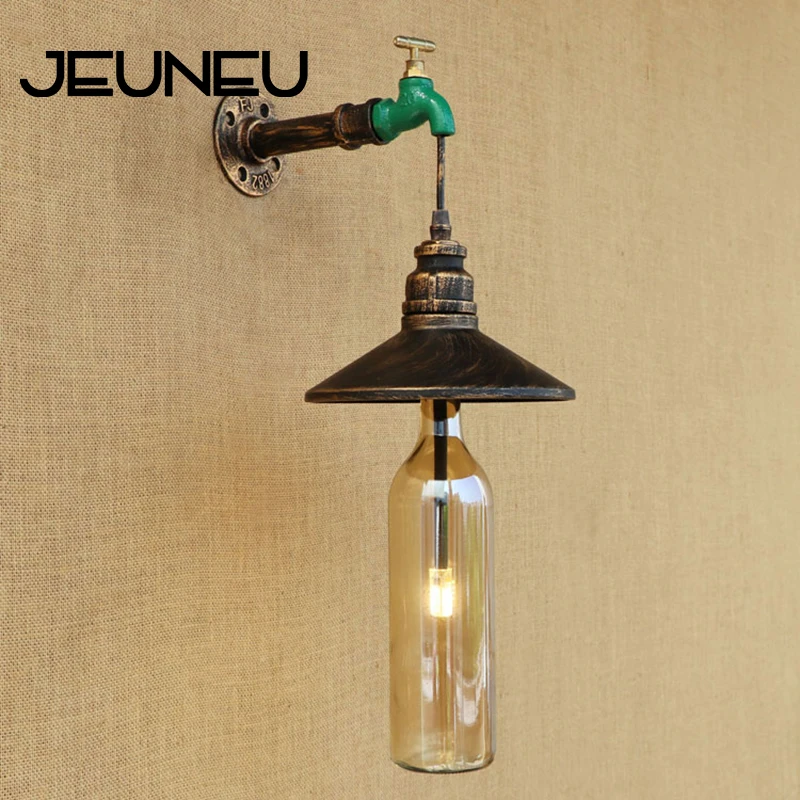 Винтажная промышленная настенная лампа 220 В стеклянный абажур железный