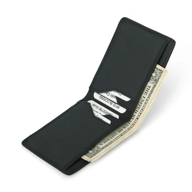 black leather wallet GENODERN мини кошелек для мужчин Crazy Horse кожаный мужской тонкий кошелек Тонкий мужской кошелек карманные кошельки для мужчин - Цвет: black leather wallet