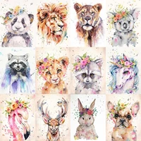 5d diy diamond painting cross stitch embroidery watercolor animal mosaic handmade full square round drill wall decor craft gift