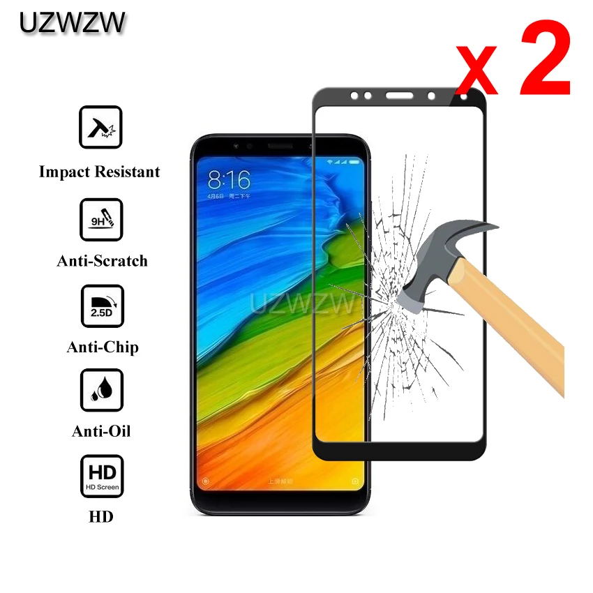 2 шт закаленное стекло для Xiaomi Redmi 5/Redmi 5 Plus Полное покрытие экрана защитное закаленное стекло для Xiaomi Redmi 5 Plus