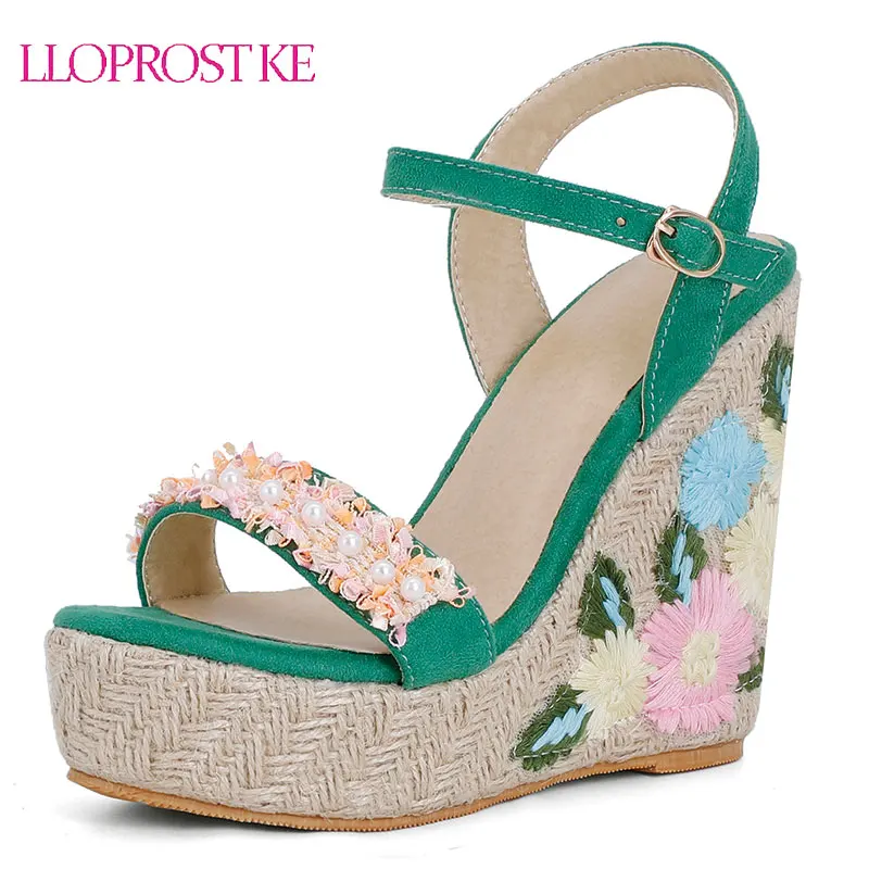 

Lloprost ke Pink Summer Sexy Platform Shoes Wedges Sandals High Heel Fashion Open Toe Women Pumps Sandals Plus Size 34-48