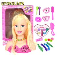 17pcs girls doll deluxe styling head makeup hairstyle play toy half body makeup hairstyle doll cosmetic pretend play toys type a