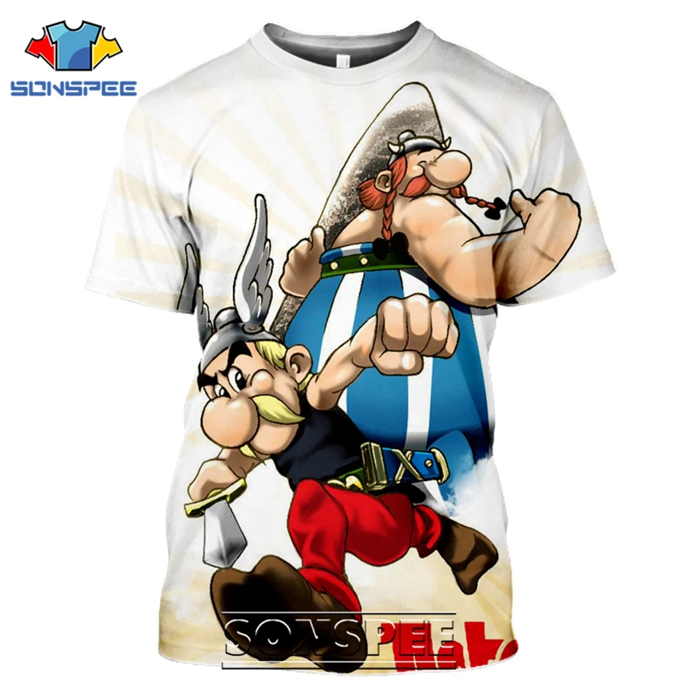 Футболки SONSPEE с 3D принтом Asterix и Obelix для мужчин женщин Повседневная Уличная одежда