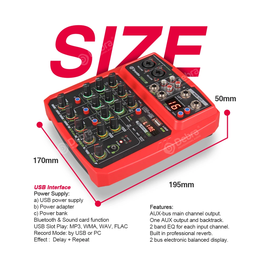 Профессиональный 4 канальный портативный цифровой аудио микшер PR4 консоль с 16