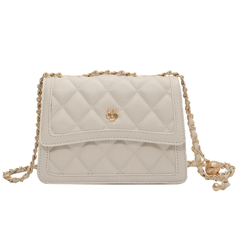 

Lingge Chain Pu Leather Flap Crossbody Bags For Women 2021 Small Shoulder Simple Design Female Travel Handbags Designer