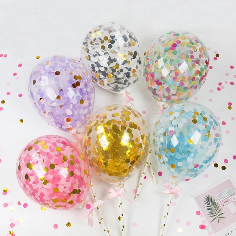 1 шт. 5 дюймовый воздушный шар Конфетти украшение для торта с бумажной соломенной