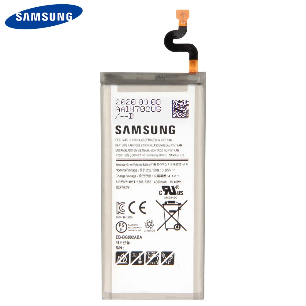 Оригинальный аккумулятор Samsung EB-BG892ABA для GALAXY S8 Active SM-G8920 G892F G892A G892L G892 G892V SM-G892L 4000
