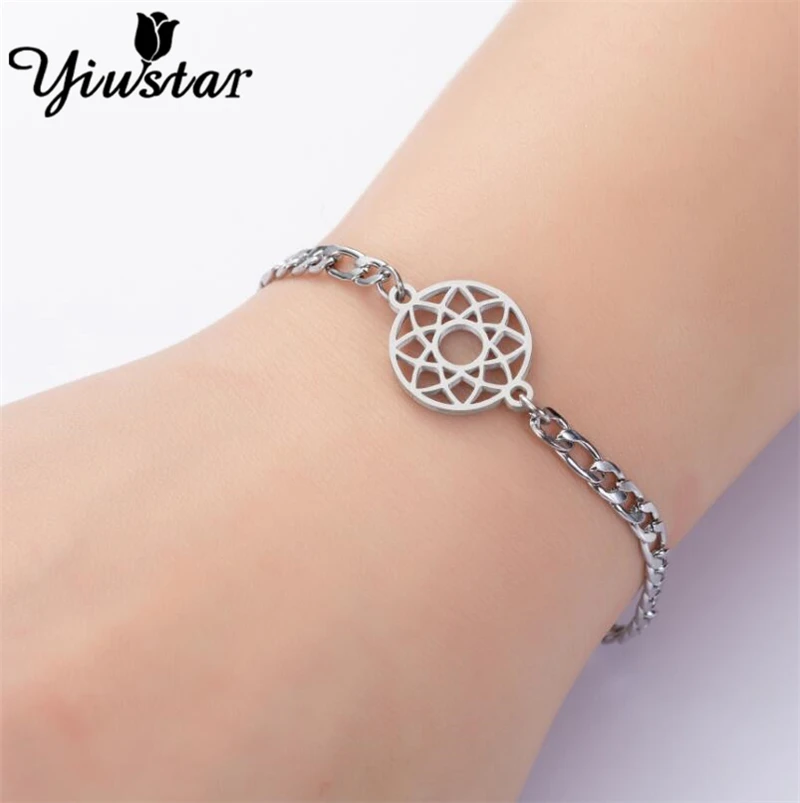 Винтажные индийские браслеты с символом мандалы для йоги из нержавеющей стали