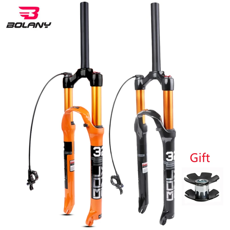

BOLANY Magnesium Alloy Mountain Bike Fork 26 27.5 29er Inch MTB Air Suspension Fork Straight/Tapered Steerer Bicycle Accessories