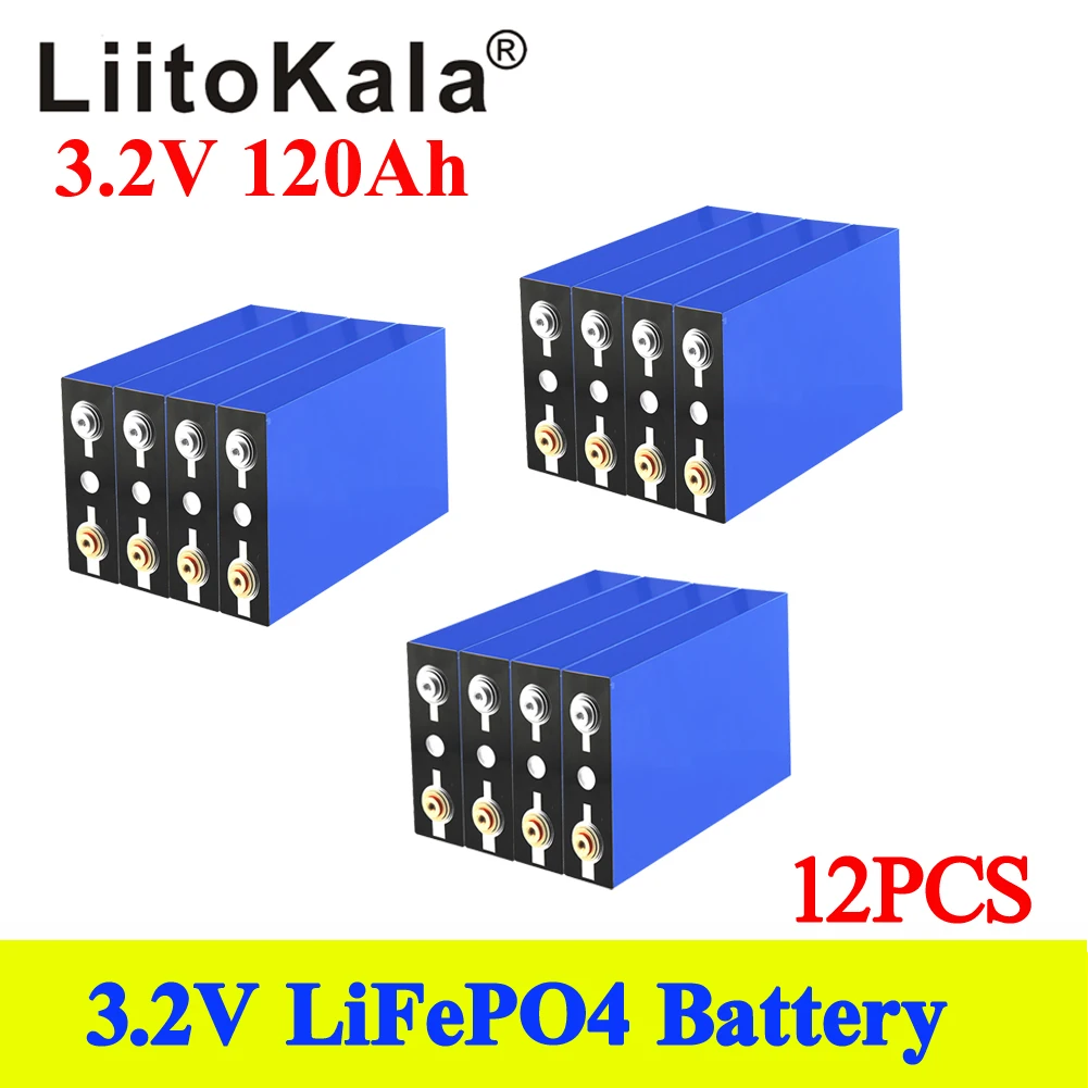 

12 шт. LiitoKala класс A 3,2 В Ач lifepo4 аккумулятор DIY 12 в 24 в солнечный зарядный комплект для электрических автомобилей и фургонов без пошлин