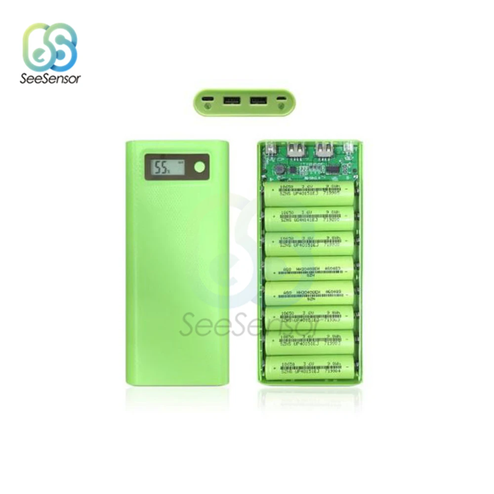 Корпус внешнего аккумулятора с двумя USB-портами 8X18650 ЖК-дисплеем цифровым