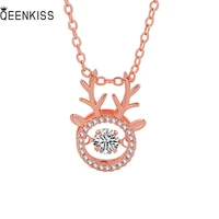 queenkiss nc625jewelry wholesale fashion lady birthday wedding aaazircon round deer18kt rosegold white gold pendant necklace