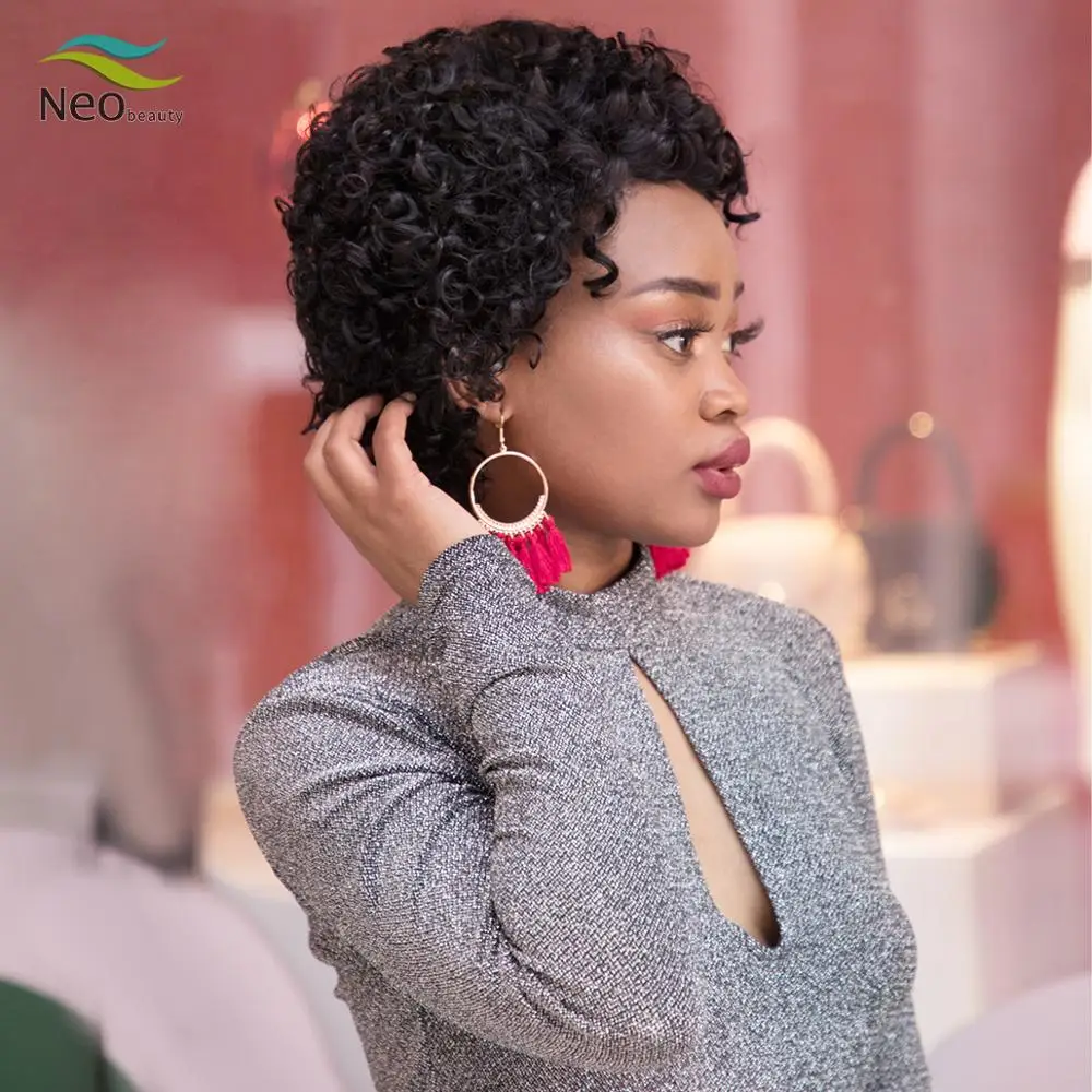 Парик из человеческих волос для чернокожих женщин однотонный кудрявый