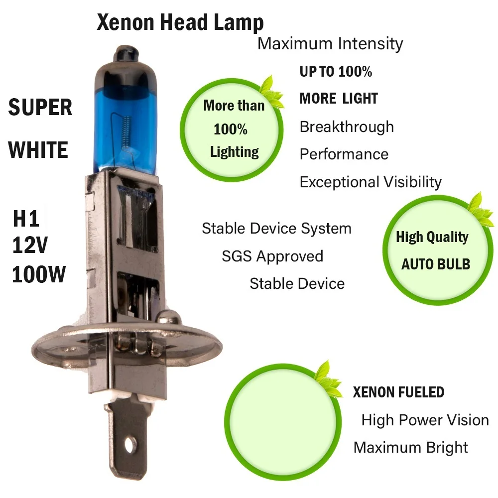 2 шт. H1 12V 100W фары для автомобиля ультра яркий галогенная фара белый светильник