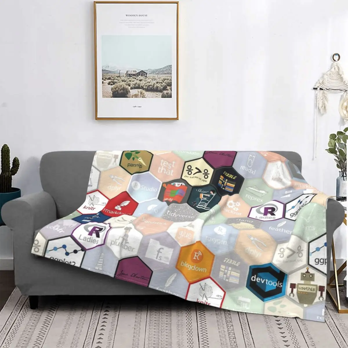 

R Hex Design-manta a cuadros para cama, colcha de gran tamaolo, Edredon a cuadros para sofka