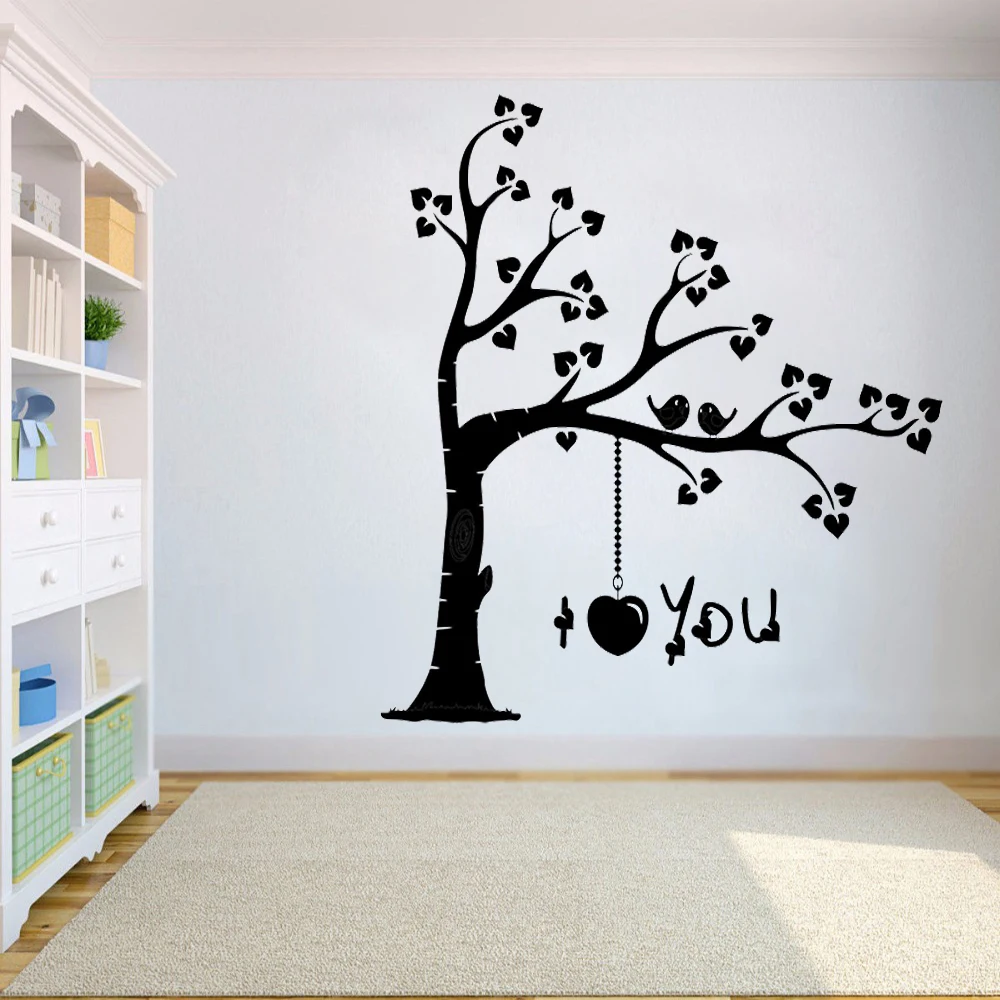 

Фон с изображением большого дерева слова Love you художественная Наклейка на стену настенные росписи Наклейка Искусство украшения Винил Съемн...
