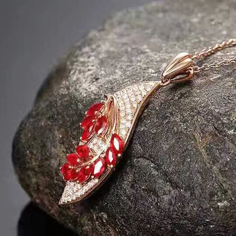 Мода 925 Серебряный Рубин ожерелье кулон с драгоценным камнем 12 шт. 2 карата