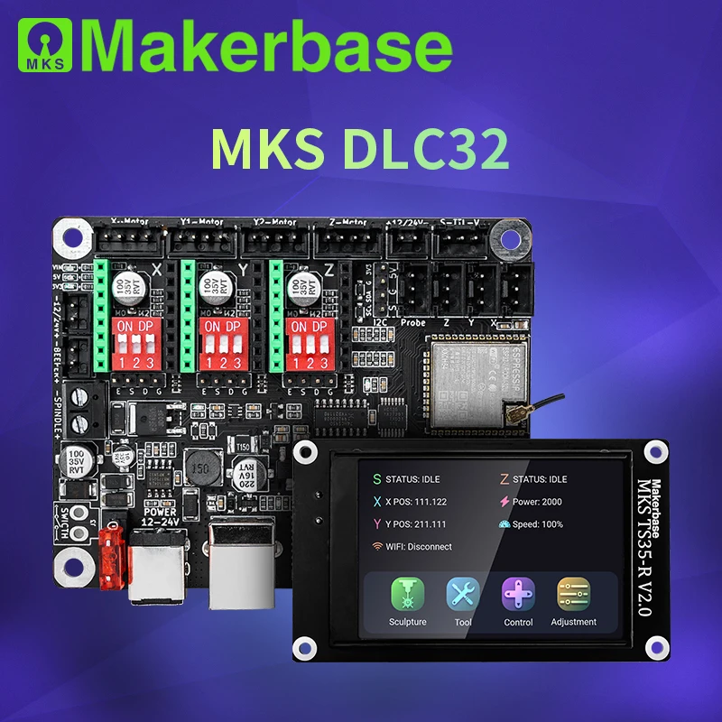 Makerbase MKS DLC32 Автономный контроллер 32 бит ESP32 WIFI GRBL TFT сенсорный экран для