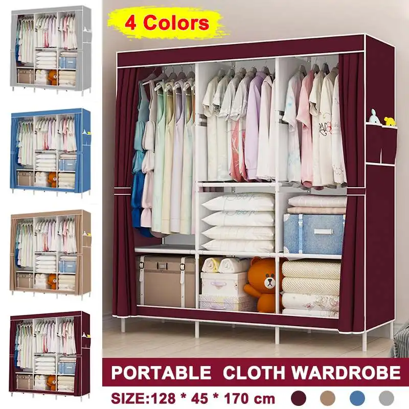 

Multifunction Wardrobe Fabric Folding Cloth Closet Cabinet DIY Assembly Reinforcement Cloth Wardrobe Clothes Storage Organizer