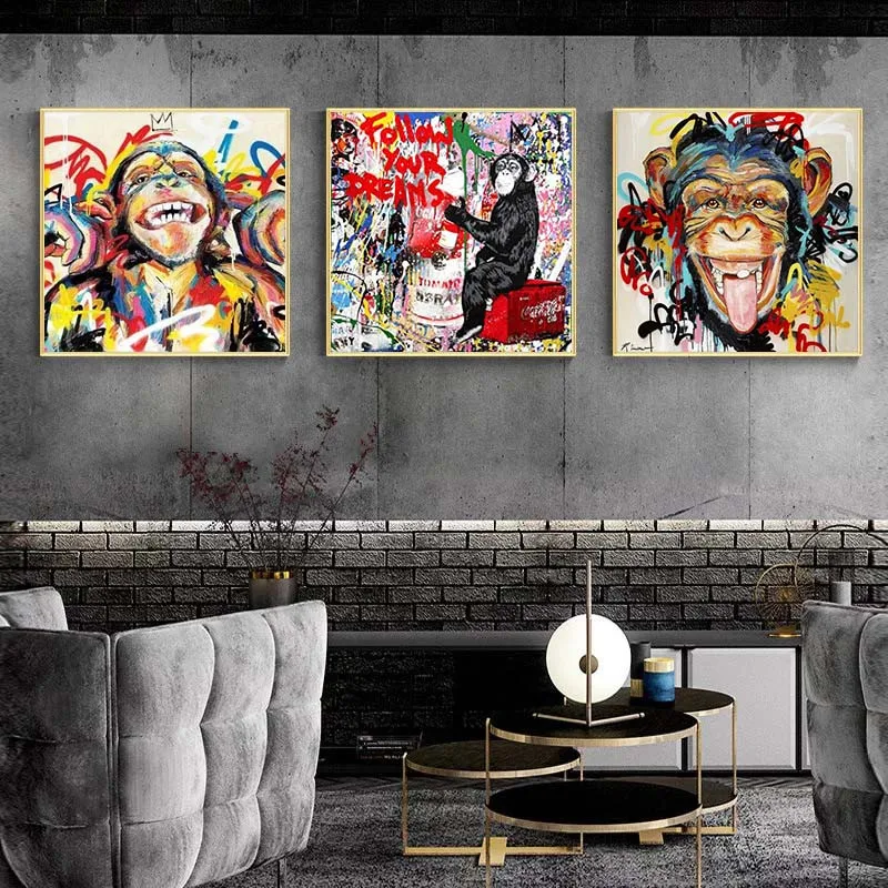 

Graffiti Art Animal Monkey Pig Panda Canvas Painting On The Wall Art Posters Prints Wall Pictures for Kid's Room Home Cuadros