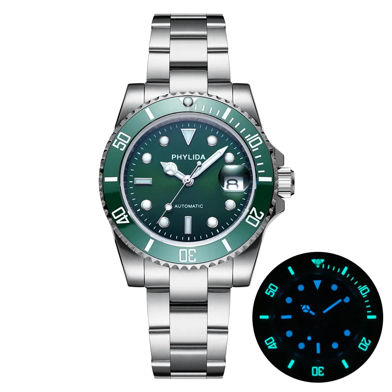

Мужские водонепроницаемые часы 202010ATM 100 м с черным циферблатом 40 мм, зеленые часы Sub Diver, автоматические часы MIYOTA Mov, с сапфировым стеклом