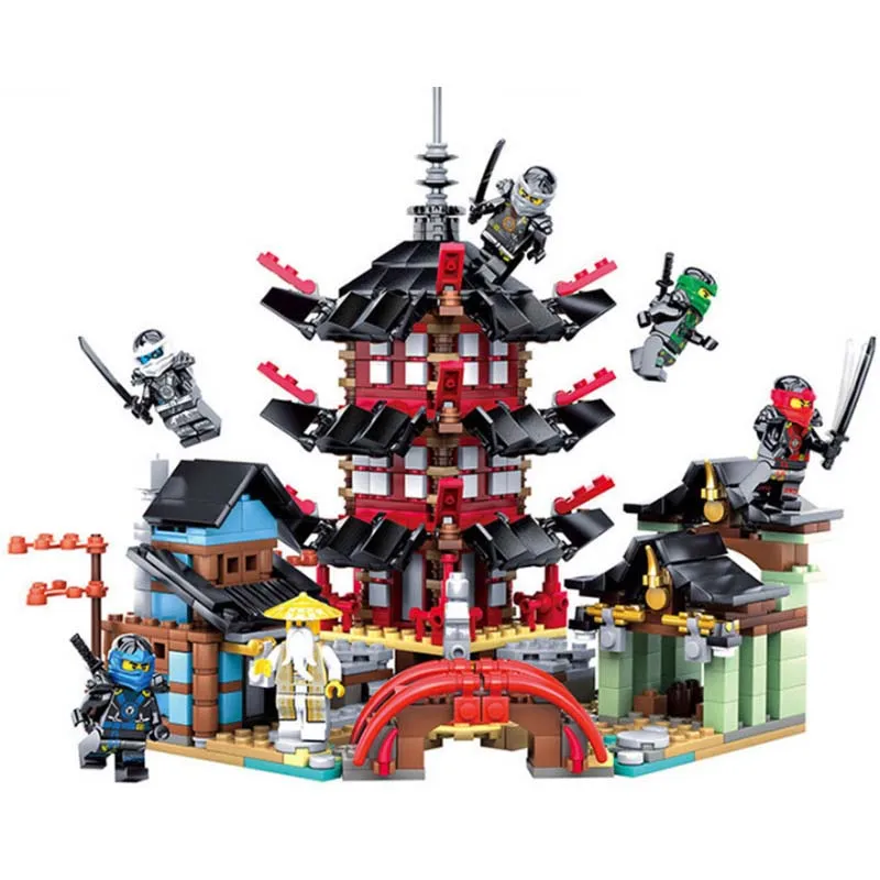 

Diy 737 шт. храм айрджейцу Ниндзяго, меньшая версия, набор строительных блоков, совместимых с игрушками для детей, кирпичи