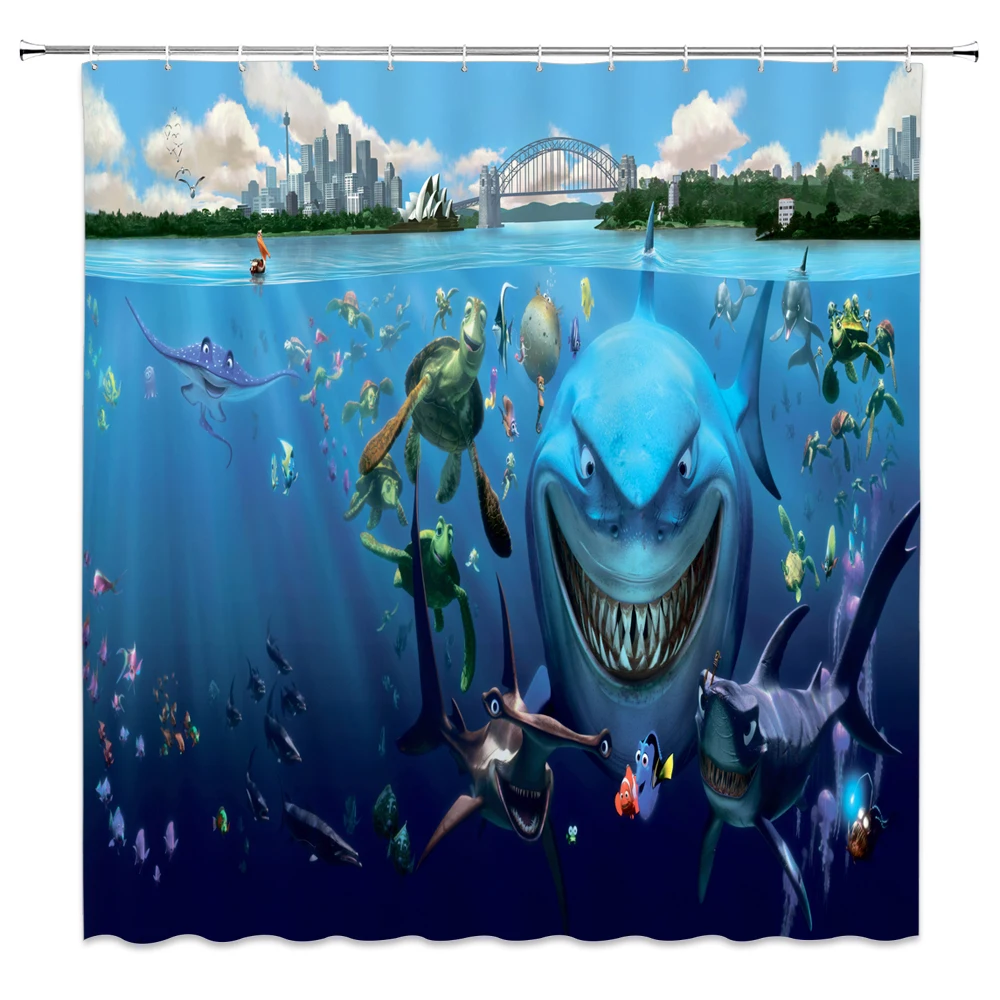 Океанский Дельфин Глубокий морской полиэстер занавеска для душа ванная комната
