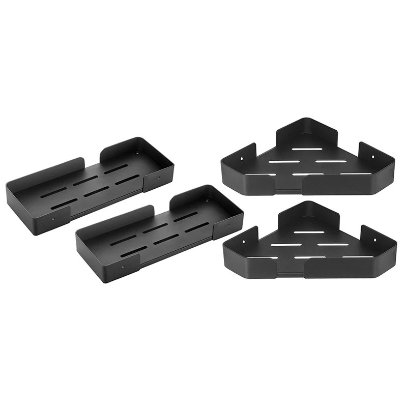 

LUDA Shelf Box, Self-Adhesive Organizer, Not To Damage The Wall Mount In Kitchen Bathrooms 2 Pieces Black