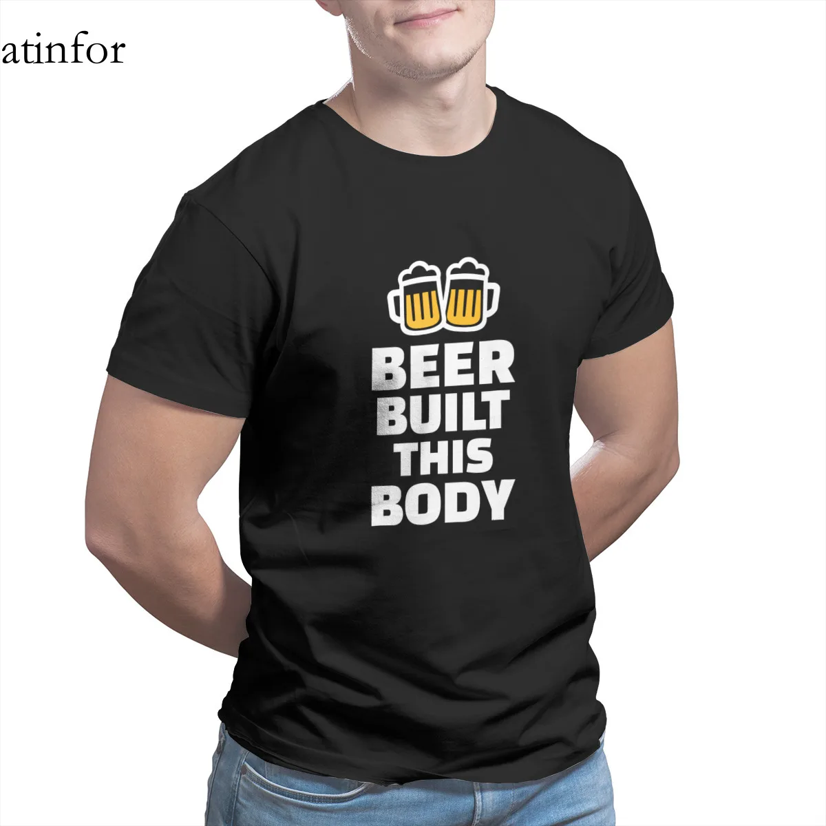 

Beer built this body T-Shirt Black Vintage Graphic Oversized Cosplay Plus Size Clothing 15476