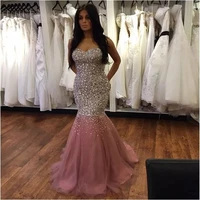 luxury mermaid prom dresses long 2022 crystal beads sweetheart blush women formal evening dresses party gowns robe de soiree