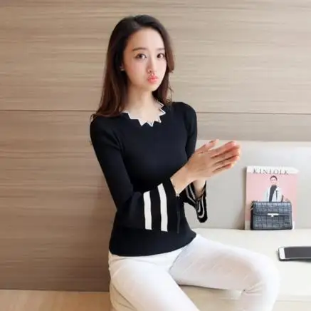 Новинка 2020 осенне-зимний женский вязаный свитер с длинным рукавом Женский Тонкий