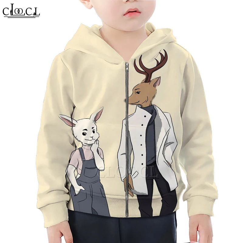 CLOOCL/Новинка Толстовка с капюшоном на молнии героями мультфильмов аниме BEASTARS для