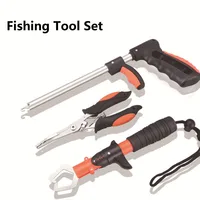 Stainless steel fishing gear set hook catcher gun type fishing lure controller fish grip decoupling device fishing pliers set