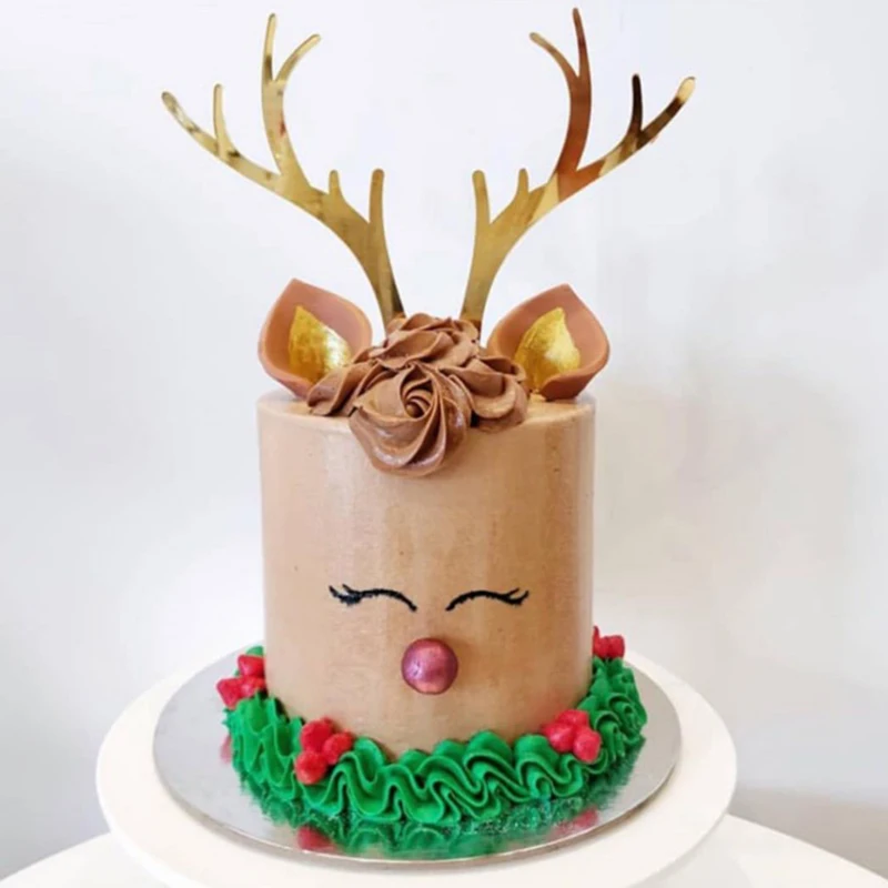 

Golden Elk Antler Cake Topper Dessert Decoration Wedding Birthday Party Gifts Decoration Baby Christmas Supplies