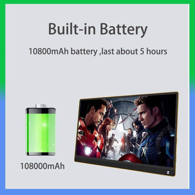 Портативный монитор ips 10800mAh батарея и сенсорный экран 15,6 монитор компьютера дисплей для ноутбука, xbox, переключатель ps4 с typeC HDMI