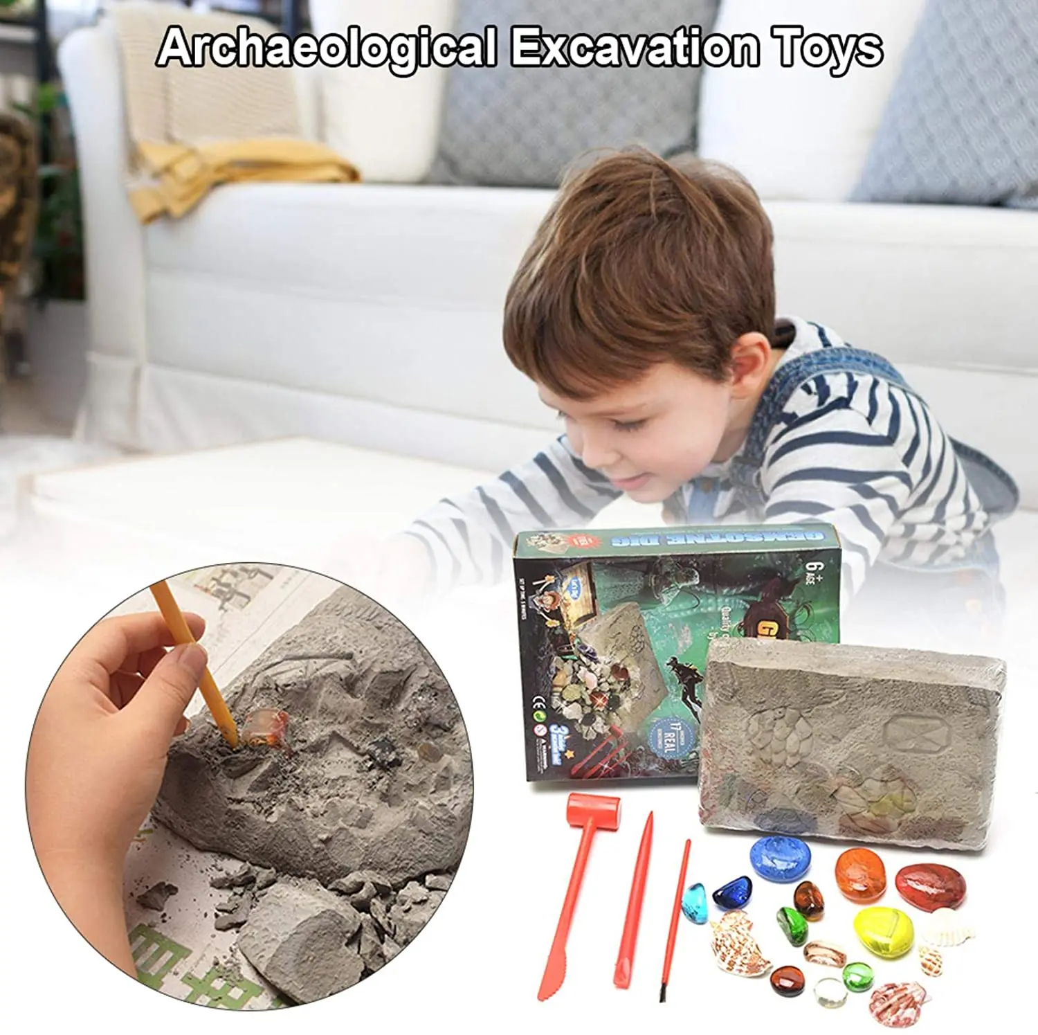 Mega Gem Dig Kit Great Science Gemology Mining Gift Kids игрушки для раскопок научный подарок любителей